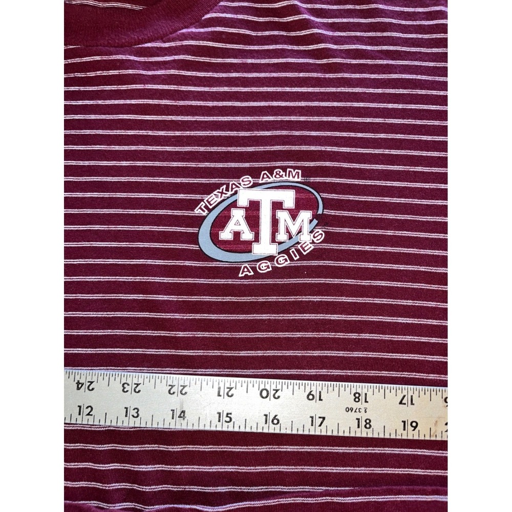 Vintage Red Oak Texas A&M Aggies Striped T-Shirt Mens XL Maroon White 90s NCAA - Picture 4 of 6